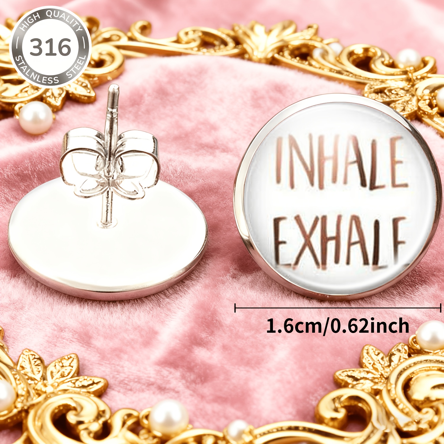 2pcs Set of 316 Stainless Steel No-Piercing Ear Studs